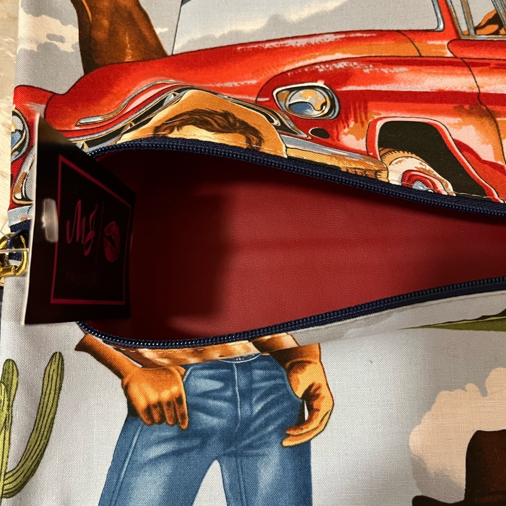 Makeup Junkie Large Cosmetic Bag Themed Clutch Cowboy Western - Picture 2 of 3
